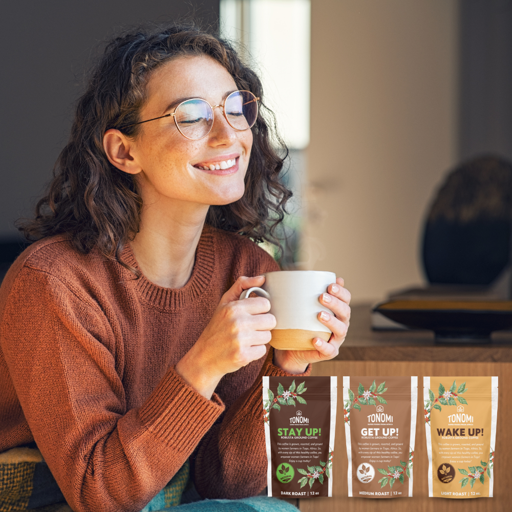 Tonomi's Light Roast Ground Coffee - Coarse Grounds for Cold Brew or Traditional Brewing