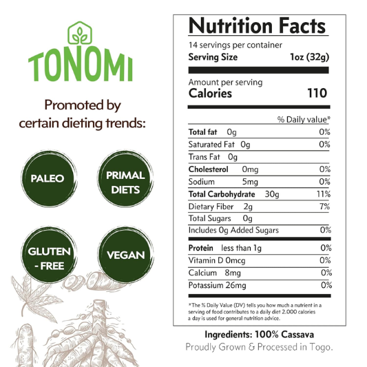 Tonomi's 100% Pure Organic Cassava Flour