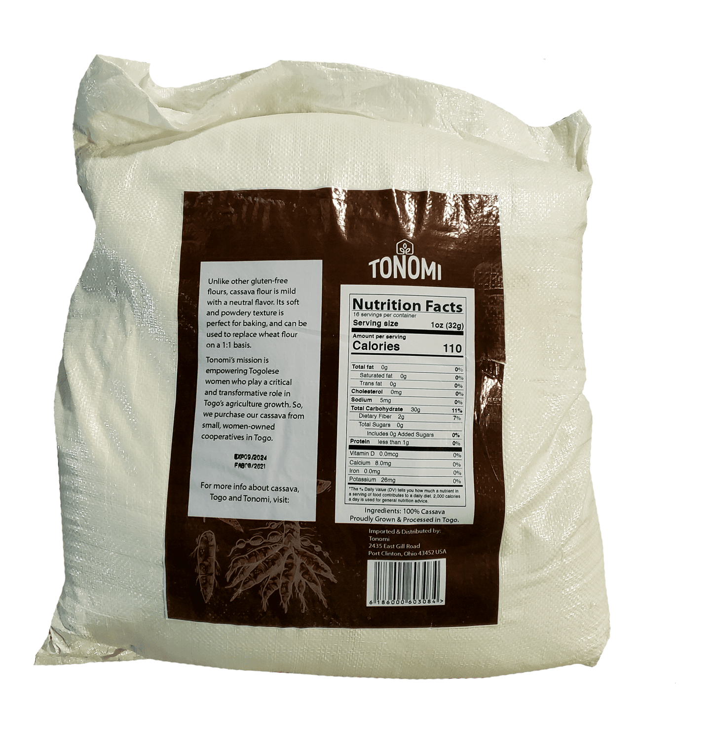 Tonomi's Gluten-Free Organic Cassava Flour in Bulk - 25 KG